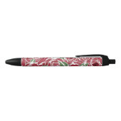 Elegant Roos Patroon - Rood & Groen Bloemen Zwarte Inkt Pen (Bovenkant)