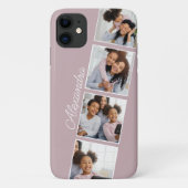 Elegant Roos Photo Collage Hoesje-Mate iPhone Case (Achterkant)