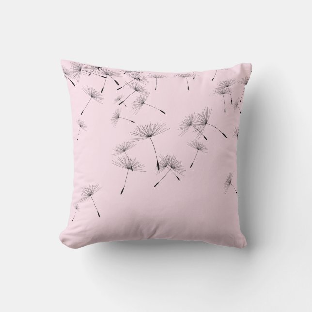 ELEGANT ROOS PINK FALLING DANDELION CUSHION KUSSEN (Voorkant)