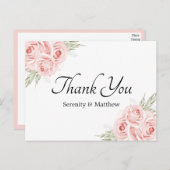 Elegant Roos Pink Floral Weddenschap Hartelijk dan Briefkaart (Voorkant / Achterkant)