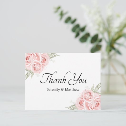Elegant Roos Pink Floral Weddenschap Hartelijk dan Briefkaart (Staand voorkant)