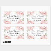 Elegant Roos Pink Floral Weddenschap net gehuwde k Rechthoekige Sticker (Vel)