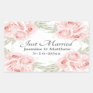 Elegant Roos Pink Floral Weddenschap net gehuwde k Rechthoekige Sticker
