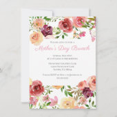 Elegant Roos Pink Peony Floral Moederdag Brunch Kaart (Voorkant)