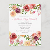 Elegant Roos Pink Peony Floral Moederdag Brunch Uitnodiging Briefkaart (Voorkant)