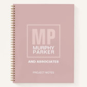 Elegant Roos Pink Square Monogram Logo checklist Notitieboek (Voorkant)