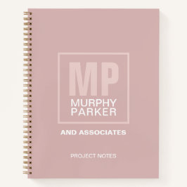 Elegant Roos Pink Square Monogram Logo checklist Notitieboek