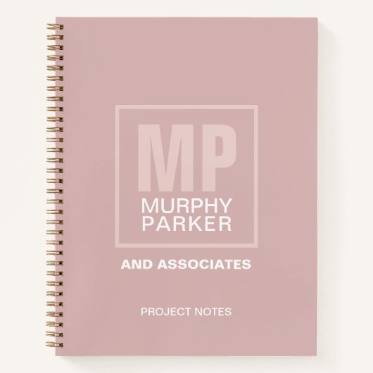 Elegant Roos Pink Square Monogram Logo checklist Notitieboek (Voorkant)