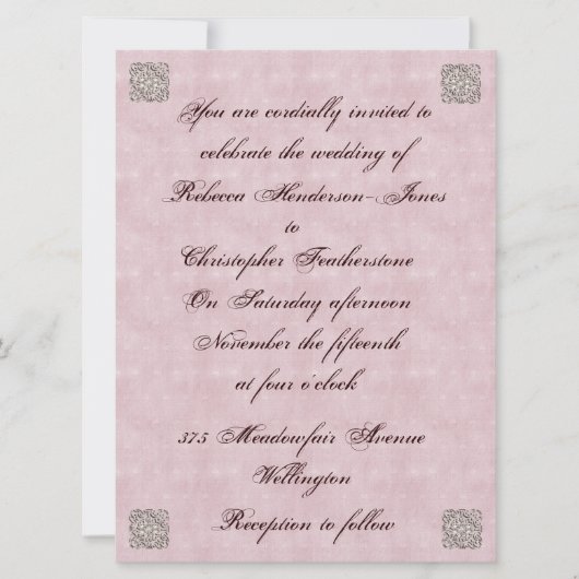 Elegant Roos Pink Vintage Weddenschap Kaart (Voorkant)