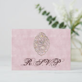 Elegant Roos Pink Vintage Wedding RSVP (Staand voorkant)