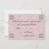 Elegant Roos Pink Vintage Wedding RSVP (Achterkant)