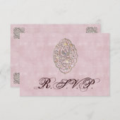 Elegant Roos Pink Vintage Wedding RSVP (Voorkant / Achterkant)