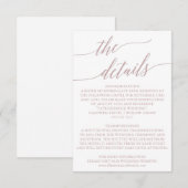 Elegant Roos Quartz Calligrafie Kaart Details (Voorkant / Achterkant)