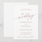 Elegant Roos Quartz Calligraphy Wedding Kaart (Voorkant / Achterkant)