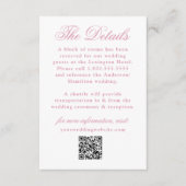 Elegant Roos Quartz Floral Crest Wedding Details Informatiekaartje (Voorkant)