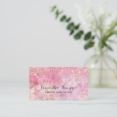 Elegant Roos Quartz Glitter Visitekaartje (Staand voorkant)