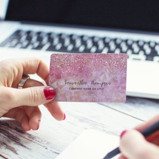 Elegant Roos Quartz Glitter Visitekaartje