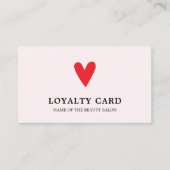 Elegant Roos Red Heart Beauty Salon Loyalty Kaart (Voorkant)