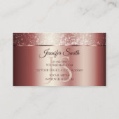 Elegant Roos Red Sparkle Glitter en Initialen Visitekaartje (Achterkant)