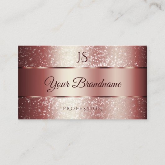 Elegant Roos Red Sparkle Glitter en Initialen Visitekaartje (Voorkant)