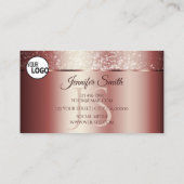 Elegant Roos Red Sparkle Glitter Logo en Initialen Visitekaartje (Achterkant)