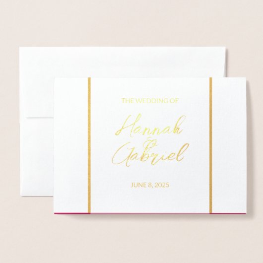 Elegant Roos Rode bruiloft Folie Uitnodiging (Voorkant met envelop)