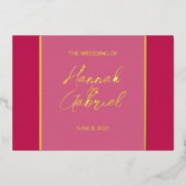 Elegant Roos Rode bruiloft Folie Uitnodiging (Voorkant)