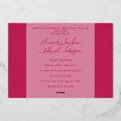 Elegant Roos Rode bruiloft Folie Uitnodiging (Achterkant)