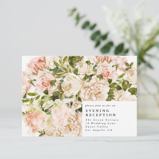 Elegant Roos Romance bruiloft Informatiekaartje (Staand voorkant)