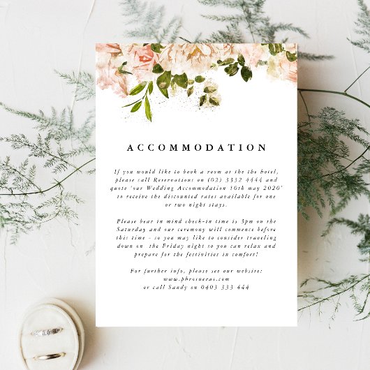 Elegant Roos Romance Wedding bijlage kaart