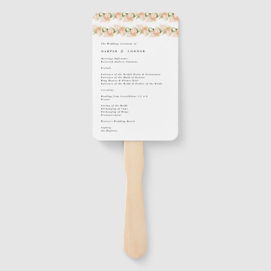 Elegant Roos Romance Wedding Handwaaier (Achterkant)