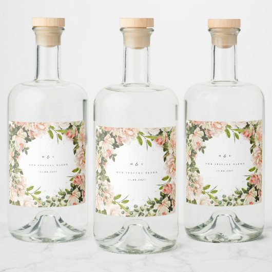 Elegant Roos Romance Wedding Likeurfles Etiket (Flessen)