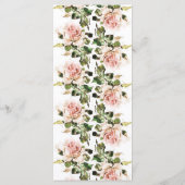 Elegant Roos Romance Wedding Programme Programmakaart (Achterkant)