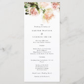 Elegant Roos Romance Wedding Programme Programmakaart (Voorkant)