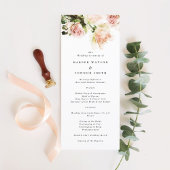 Elegant Roos Romance Wedding Programme Programmakaart