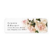 Elegant Roos Romance Wedding Return Address Etiket (Voorkant)