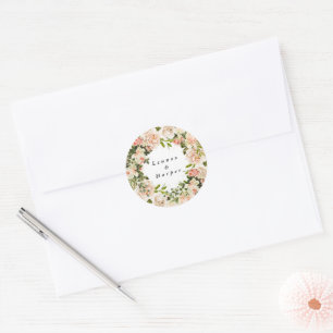 Elegant Roos Romance Wedding Ronde Sticker