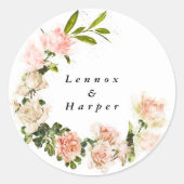 Elegant Roos Romance Wedding Ronde Sticker (Voorkant)