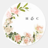 Elegant Roos Romance Wedding Ronde Sticker (Voorkant)