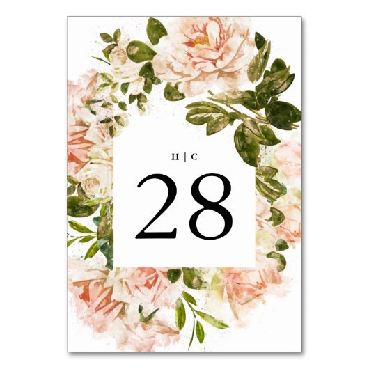 Elegant Roos Romance Wedding Table Nummers Kaart (Voorkant)