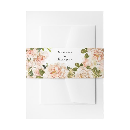 Elegant Roos Romance Wedding Uitnodigingen Wikkel (Voorkant Voorbeeld)