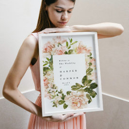 Elegant Roos Romance Wedding WelkomstPoster Poster