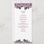 Elegant Roos Romantisch Bloemen Trouwprogramma Kaart (Achterkant)