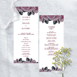 Elegant Roos Romantisch Bloemen Trouwprogramma Kaart