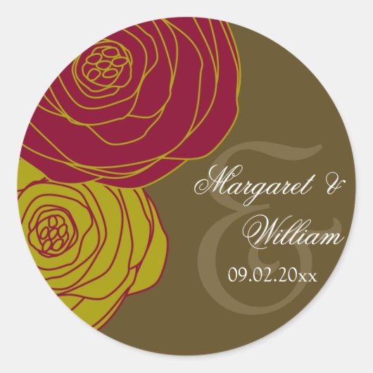 Elegant Roos Ronde Sticker (Voorkant)