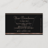 Elegant Roos Rood Gouden Glitter Initialen Zwart Visitekaartje (Achterkant)