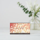 Elegant Roos Rood Gouden Glitter Initialen Zwart Visitekaartje (Staand voorkant)