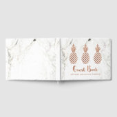 Elegant Roos roze ananas op wit marmer Gastenboek (Volledig)