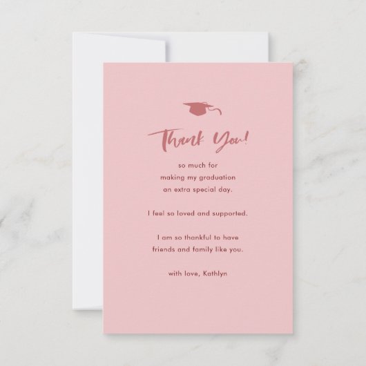 Elegant Roos Roze Arch 4 Foto Afstuderen Bedankkaart (Achterkant)