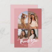 Elegant Roos Roze Arch 4 Foto Afstuderen Bedankkaart (Voorkant / Achterkant)